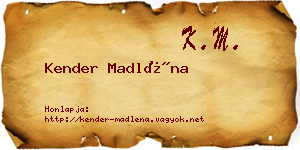 Kender Madléna névjegykártya